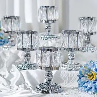 European Crystal Candle Holder, Gold, Candlelight Dinner Hotel Home Decorative Ornament, Creative Iron Candle Holder, Factory Wholesale