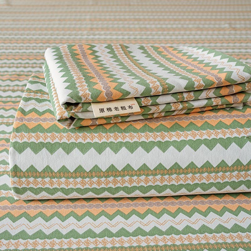 New raw cotton old coarse cloth sheets, fitted sheets, mats, printed three-piece sets, summer linen linen mats, fitted sheets