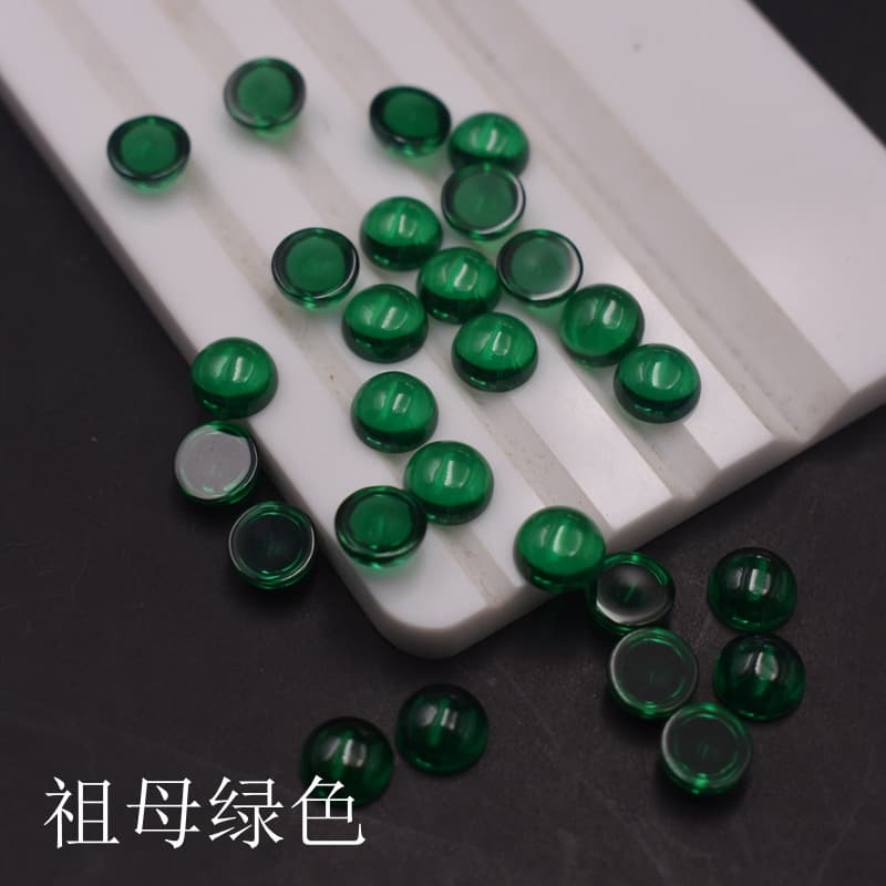 NANO Green Round Colored Gemstone (1mm x 12mm, flat-bottomed)