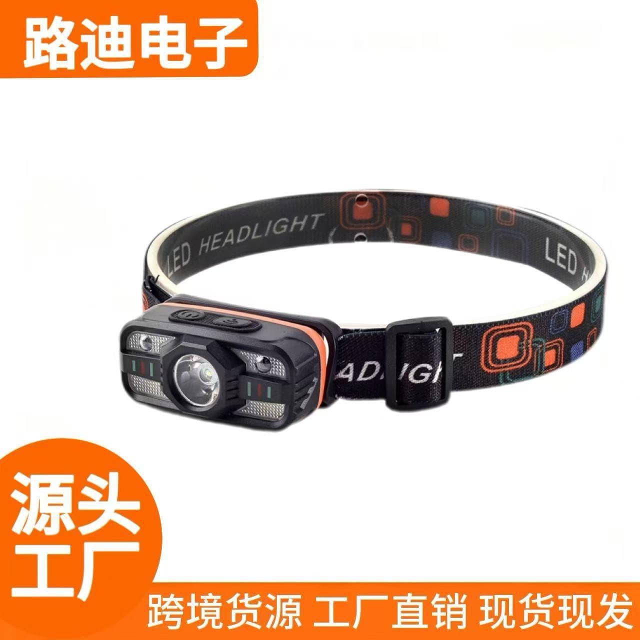 Cross-border LED Headlamp Outdoor Camping USB Rechargeable Headband Running Sports Sensor Headlight Bright Night Fishing Light