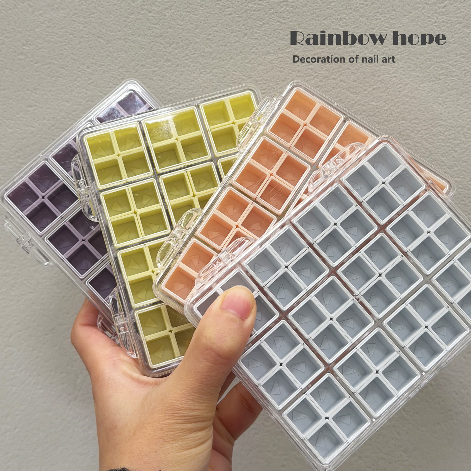 Macaron color non-blocked micro nail art material storage box super practical take-out decompression and packaging manicure tool
