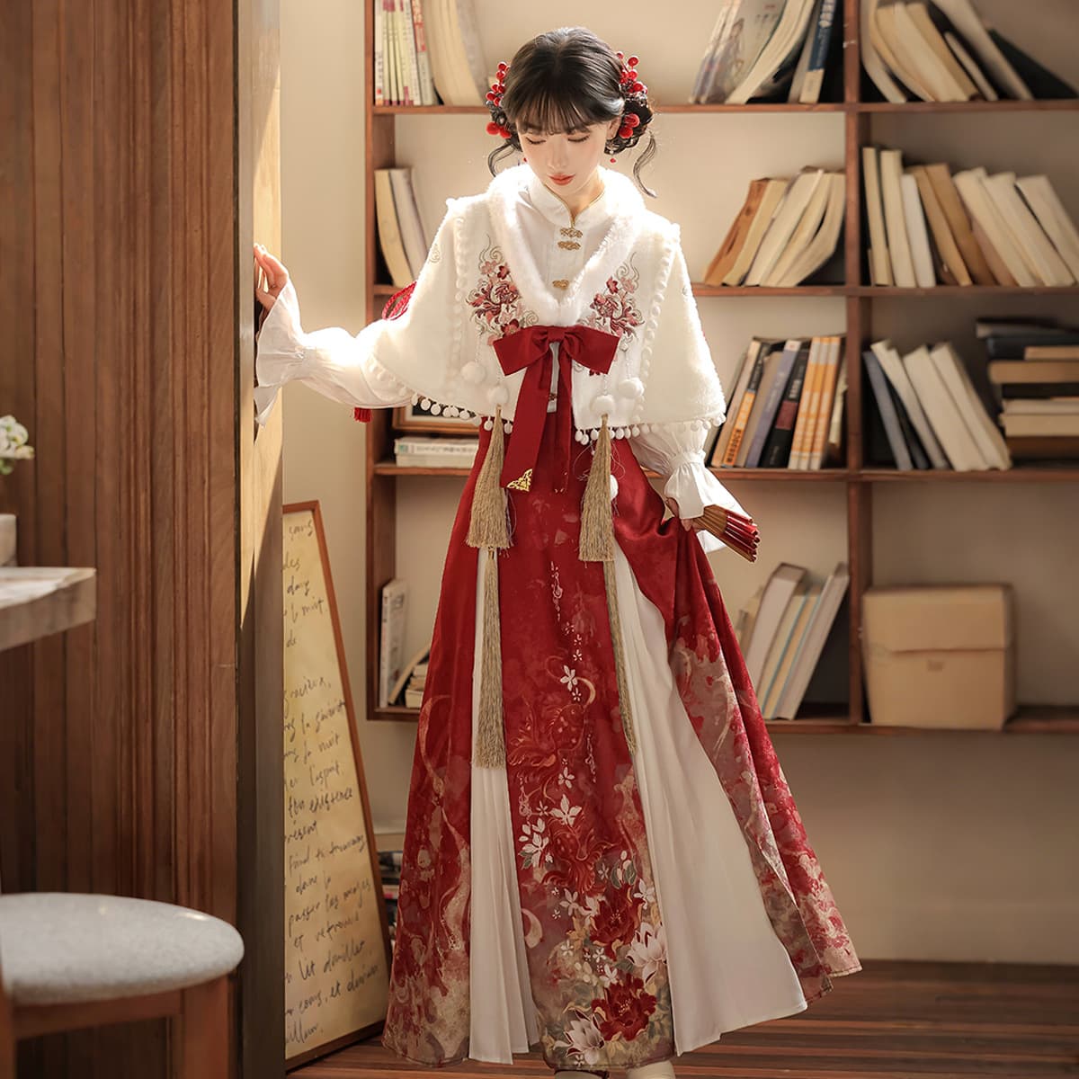 2026 Yimengge Original Goldfish Blessing Chinese-style Modified Han Element Women's Cape Top and Skirt Set 9741