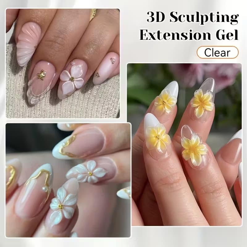 Hard Solid Nail Art Gel Non-Sticky 3D Sculpting Gel Shaping Modeling Gel No-Wipe Can Be Rubbed with Powder