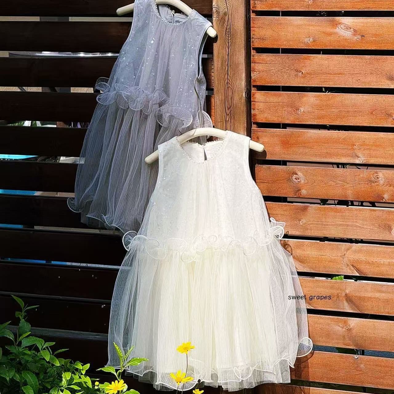 Korean Girls' Sleeveless Crystal Mesh Dress, Drop Shipping 851132