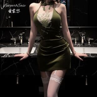 Yiyeyuan Original Sexy Lingerie Orchid Slit Cheongsam Pure Desire Small Chest Uniform Flirting Sleepwear