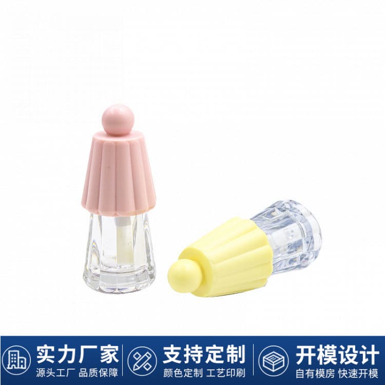 Manufacturer's popular small umbrella lip glaze tube packaging material transparent plastic lip gloss bottle lip mud blush cosmetic bag