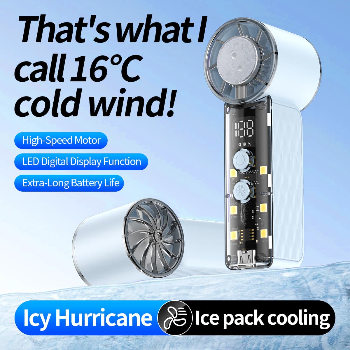 2026 New Icy Cold Wind Wearable Mini Handheld Portable Fan
