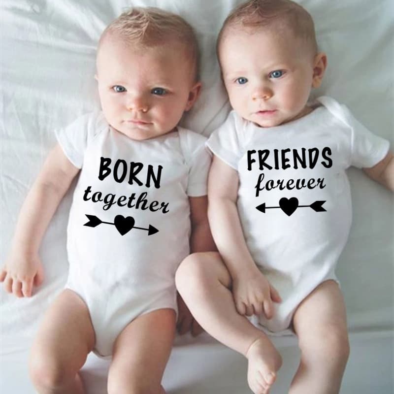 European and American twin baby crawling clothes pure cotton short-sleeved jumpsuit
