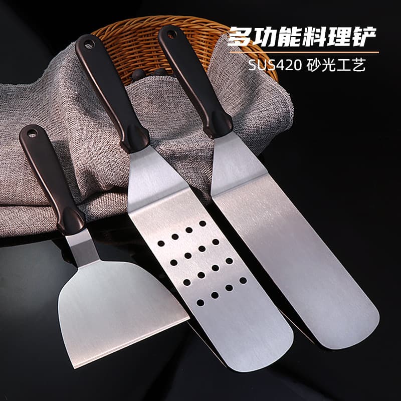 Cooking Spatula for Teppanyaki, Steak Press, Ice Stirring, Hand Grab Cake Tool, Stainless Steel Pizza and Pan-Fried Bun Spatula