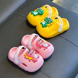 Children's Dinosaur Slippers, Boys' Summer, Indoor Non-Slip Soft Sole Home, Cute Girls' Baby Closed-Toe Crocs