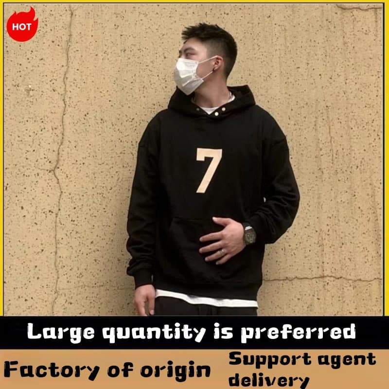 FOG Number 7 flocking print loose hoodie for men and women
