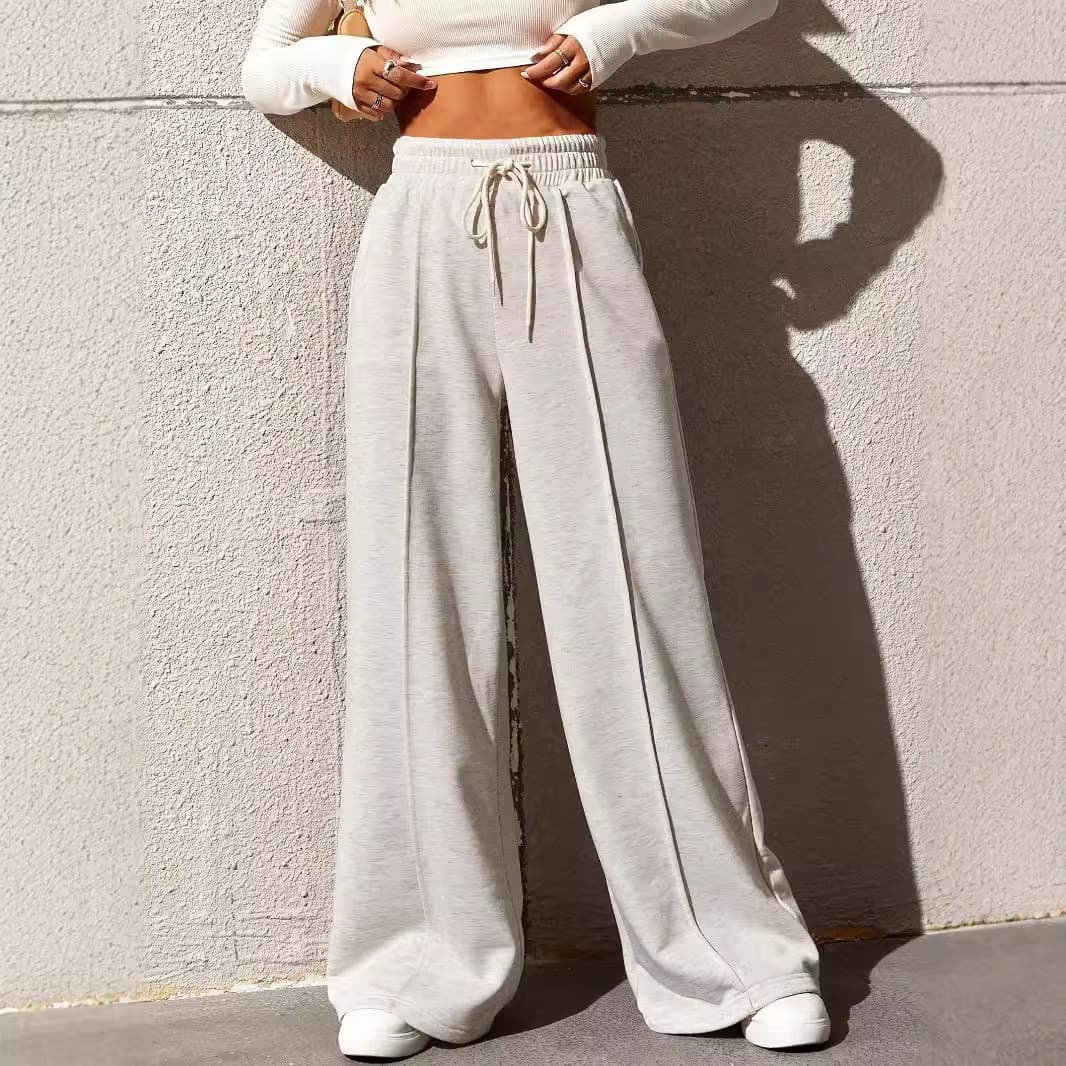 New Arrival Cross-Border Fall/Winter European and American Hot-Selling Women's Casual Sweatpants Wide-Leg Pants Floor-Length Pants Sports Fleece-Lined Loose Sweatpants