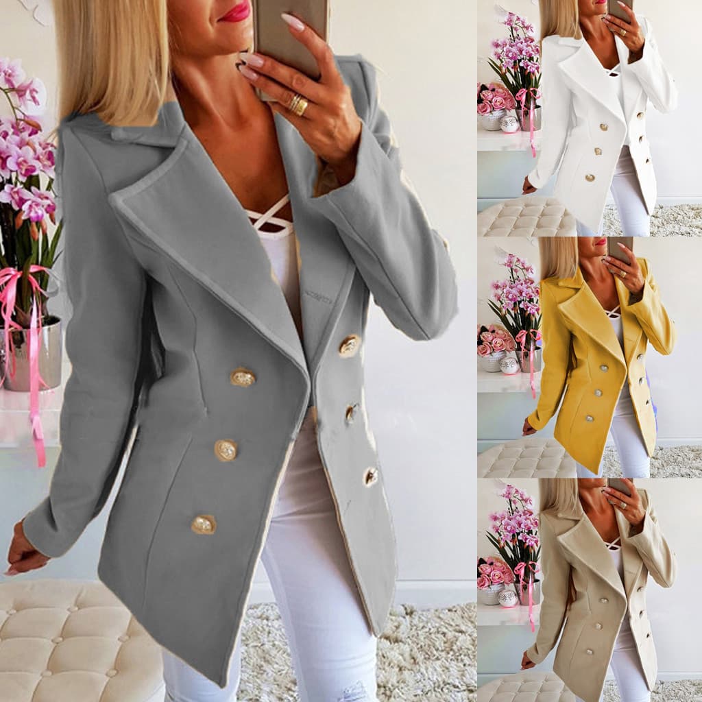 Spot wholesale cross-border women's woolen coat Amazon AliExpress Nizi slim-fitting top multi-color multi-size coat