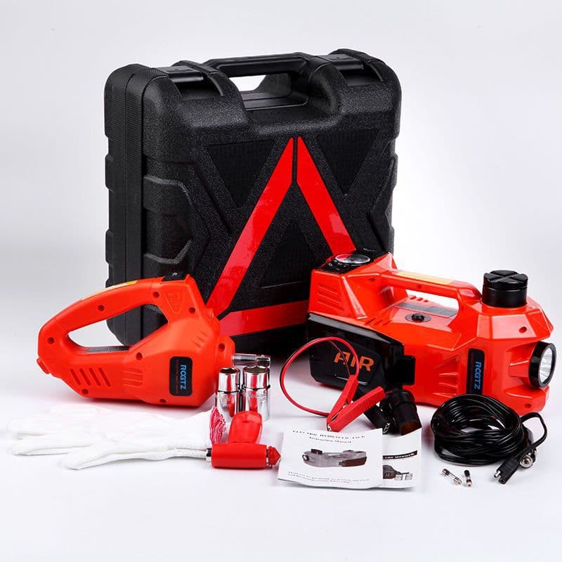 On-board Electric Jack 5 Ton with 12V Wrench and Air Pump Set, Multi-function Tire Tool for Off-road Cars