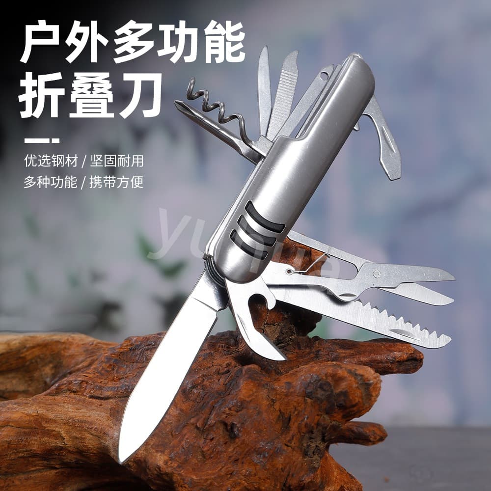 Cross-border TikTok Multi-function Folding Knife 11-in-1 Outdoor Portable Tool Swiss Army Knife Camping Tool