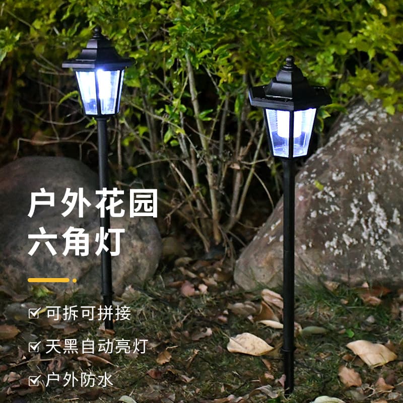 Outdoor Lawn Hexagonal Lights for Courtyard Garden Decoration, Waterproof Home Villa Retro Solar Ground Spike Lights