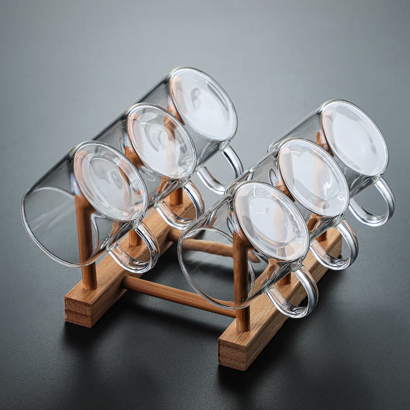 Thickened Heat-Resistant Glass Tea Cup Small Tea Cup with Handle Gongfu Tea Set Drinking Ear Cup Tea Bowl Home Use Set