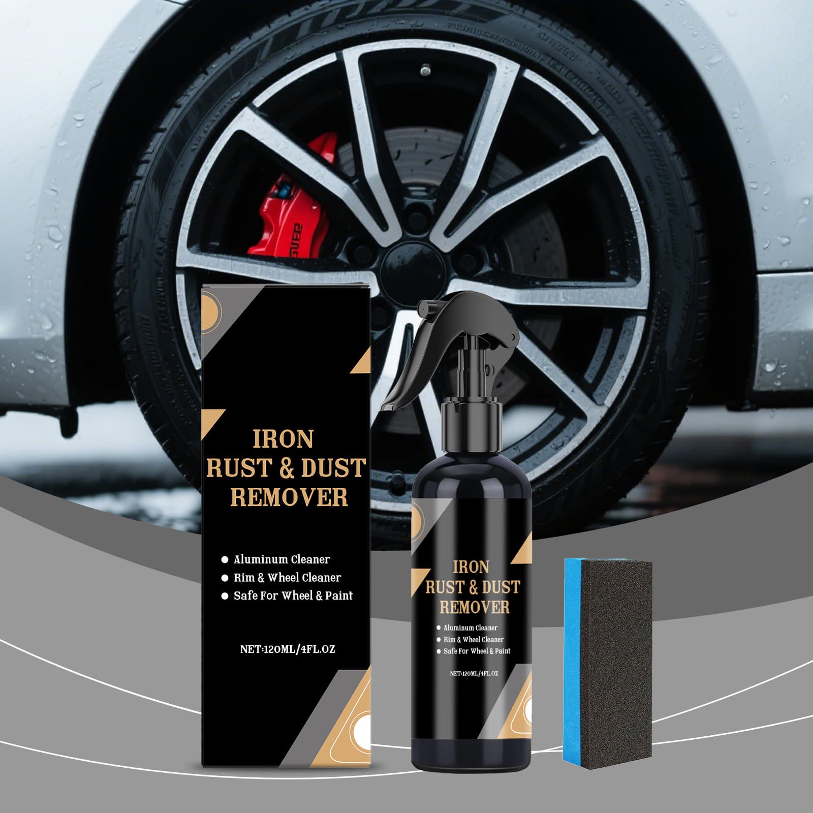 Wheel Hub Rust Remover Spray Gentle Cleaner for Metal Rust Stains Surface Shine Suitable for Multiple Vehicle Care Sprays