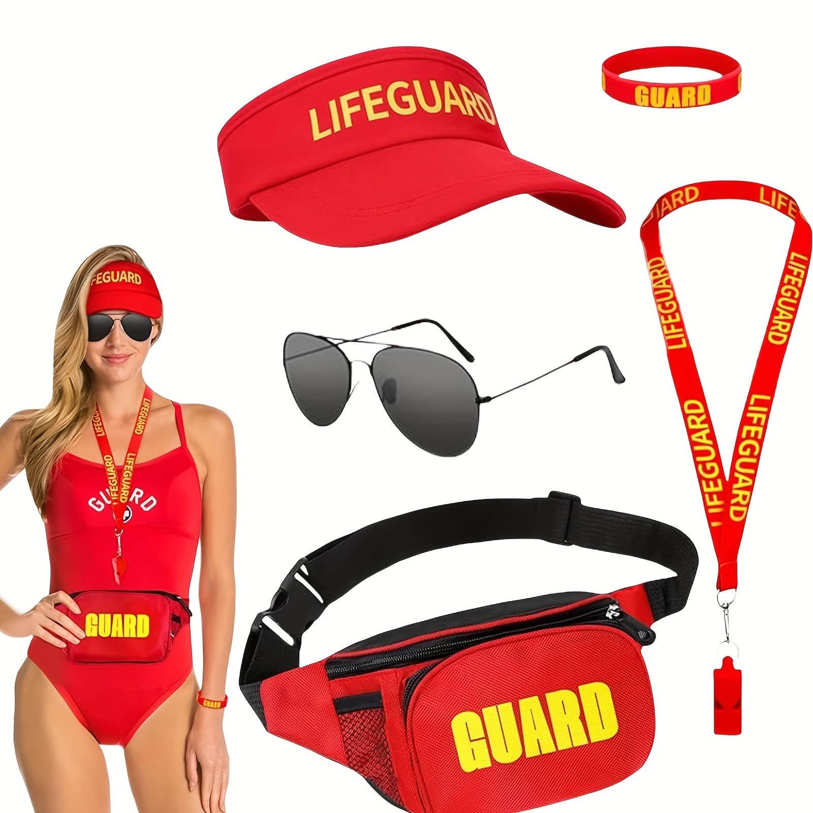 Lifeguard Costume Accessory Set for Adults Men Women Beach Pool Halloween Role Play Party LP118