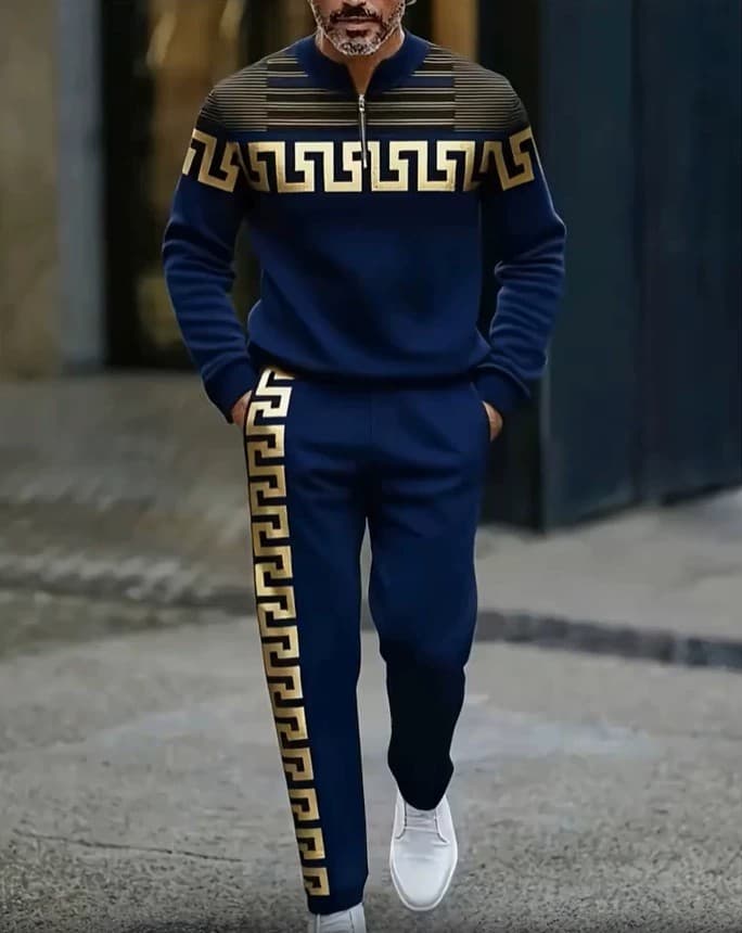 Amazon Best Seller Cross-Border New Autumn Half-Zip Long Sleeve and Pants Casual Versatile Men's Set
