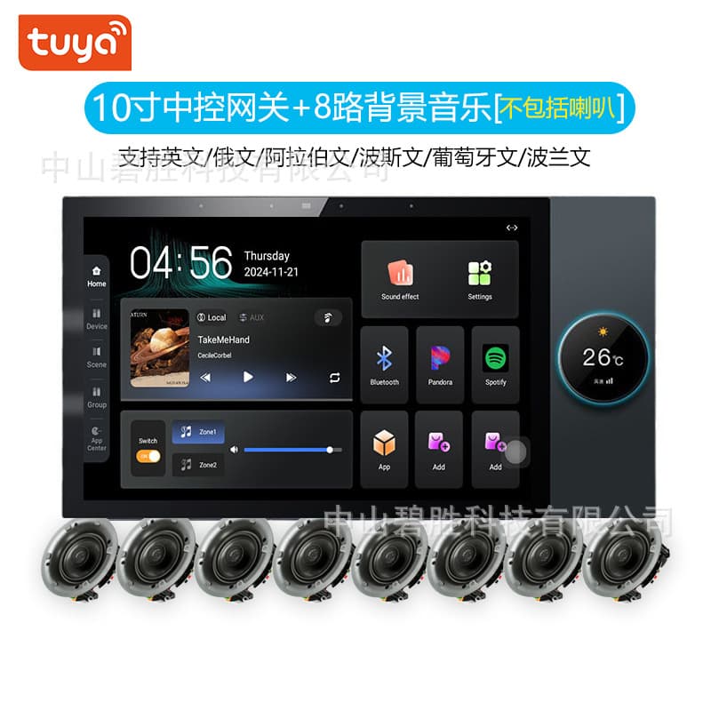 Tuya Smart Central Control Screen 10-inch WiFi Android Host with Voice Control Coaxial Ceiling Speaker Package Price