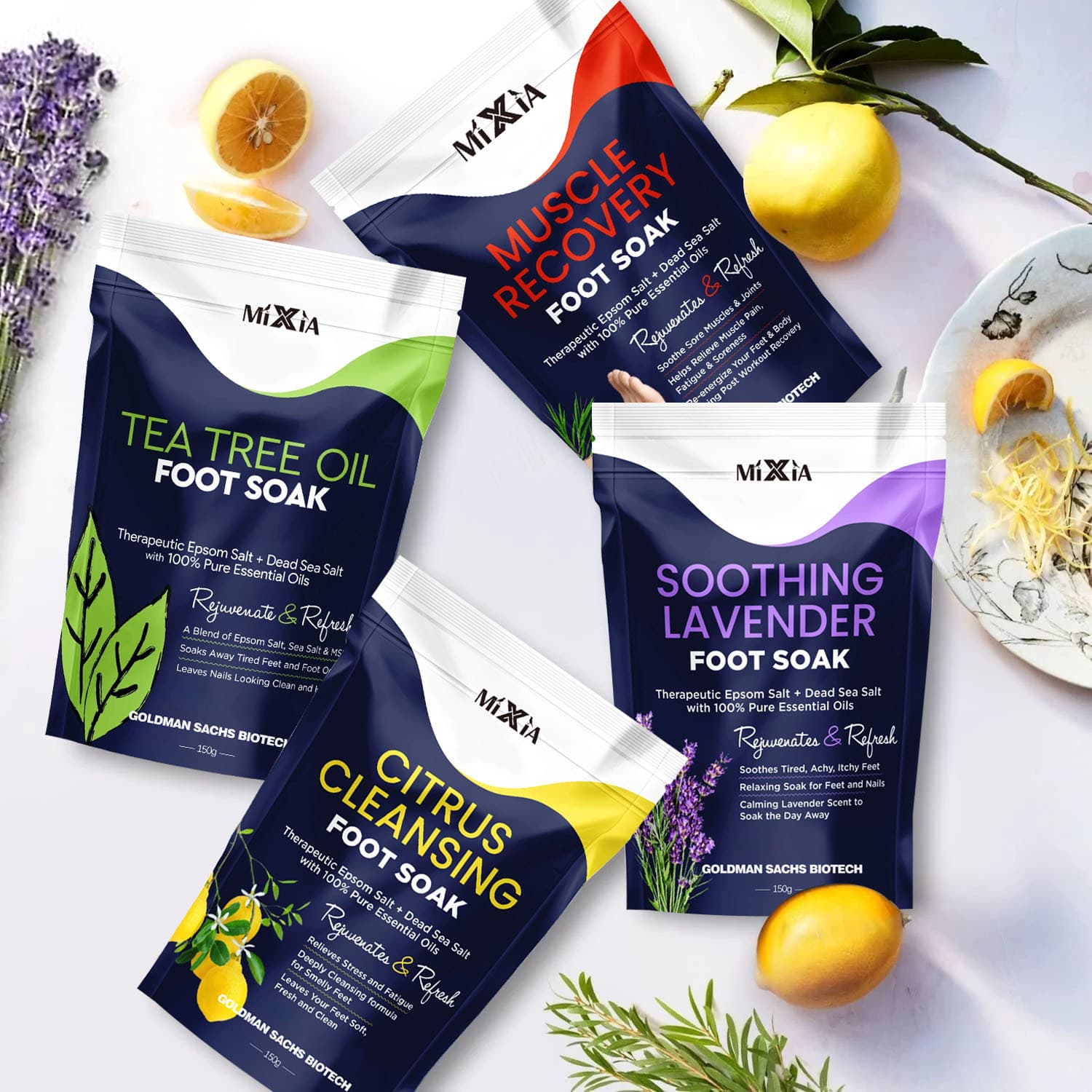 Cross-border Best-Selling Tea Tree Oil Foot Soak Bath Salts for Exfoliating Foot Care