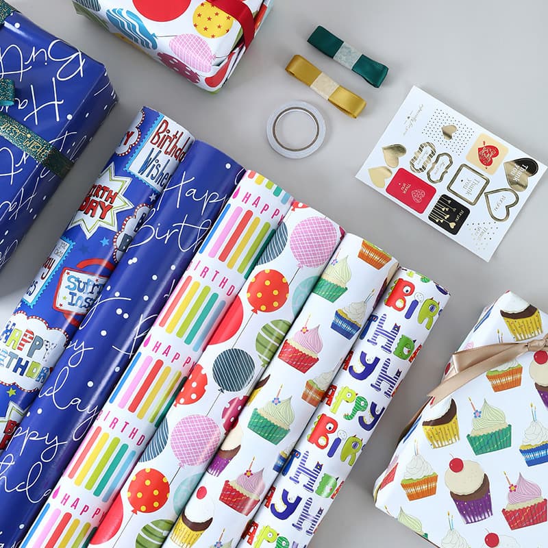 Children's Day Gift Happy Birthday Themed Gift Wrapping Paper 80g Double-sided Printed Coated Paper Spot Wholesale