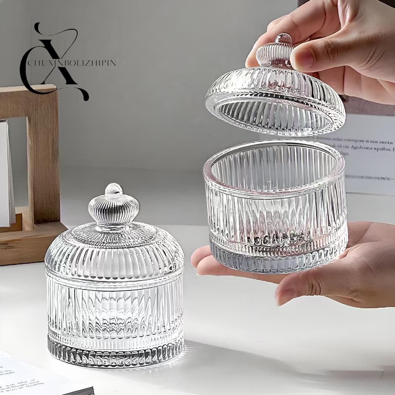 Ins Style Transparent Glass Storage Jar High-Value Storage Jewelry Box Snack Dried Fruit Candy Jar