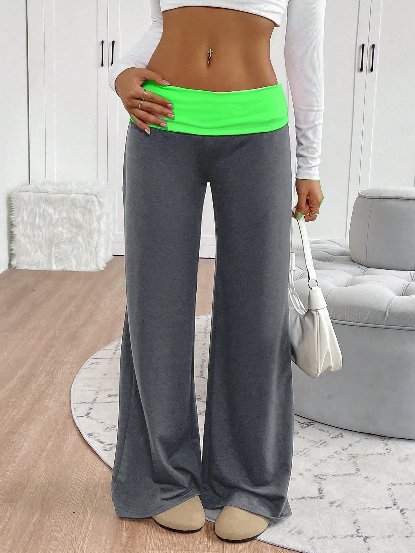 2025 New Spring/Fall Solid Color Panel Yoga Pants for Europe and America Cross-Border, Casual and Comfortable Daily Wear