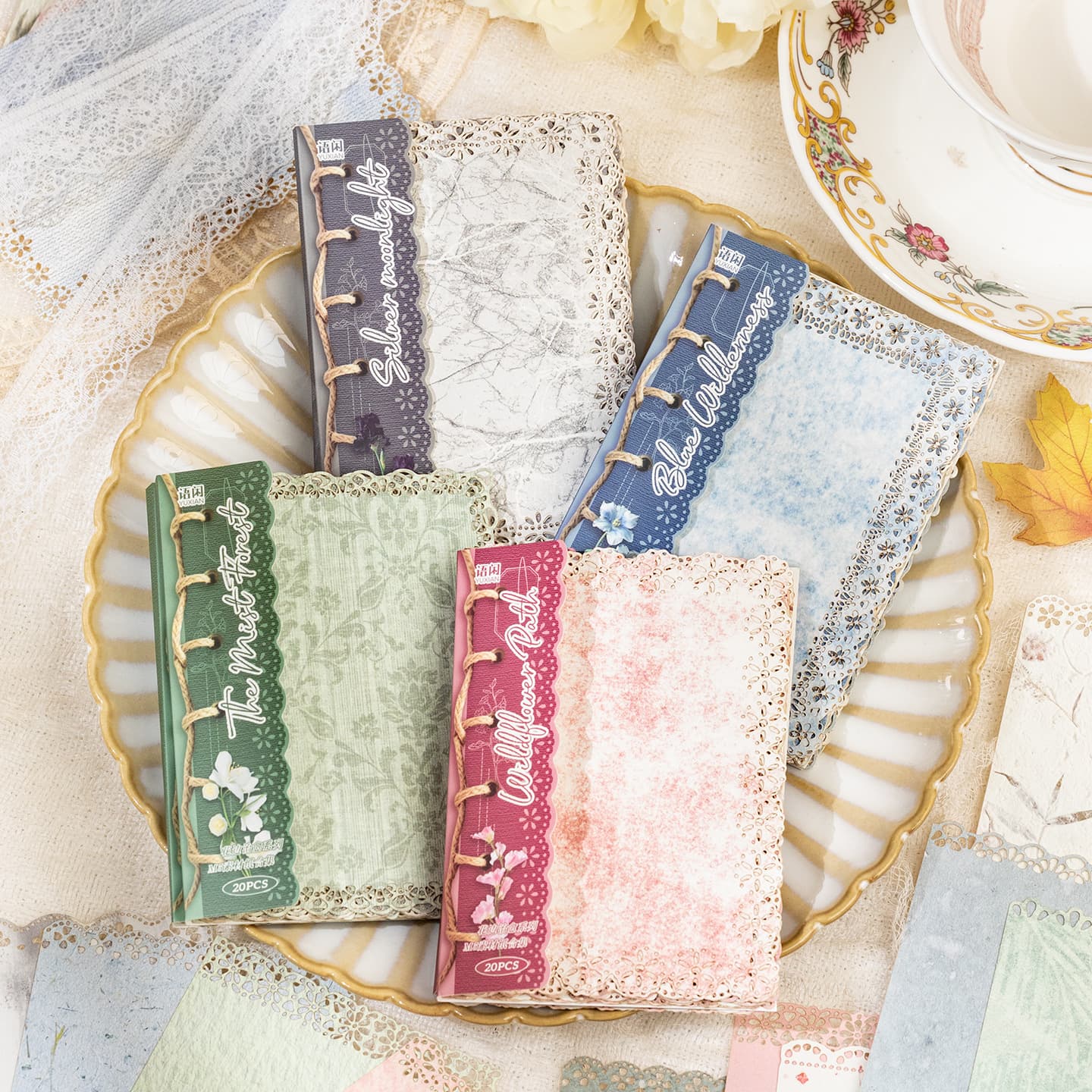 Yuxian Lace Healing M5 Material Paper Vintage Distressed Blending Base Journal Collage Atmosphere Border Material