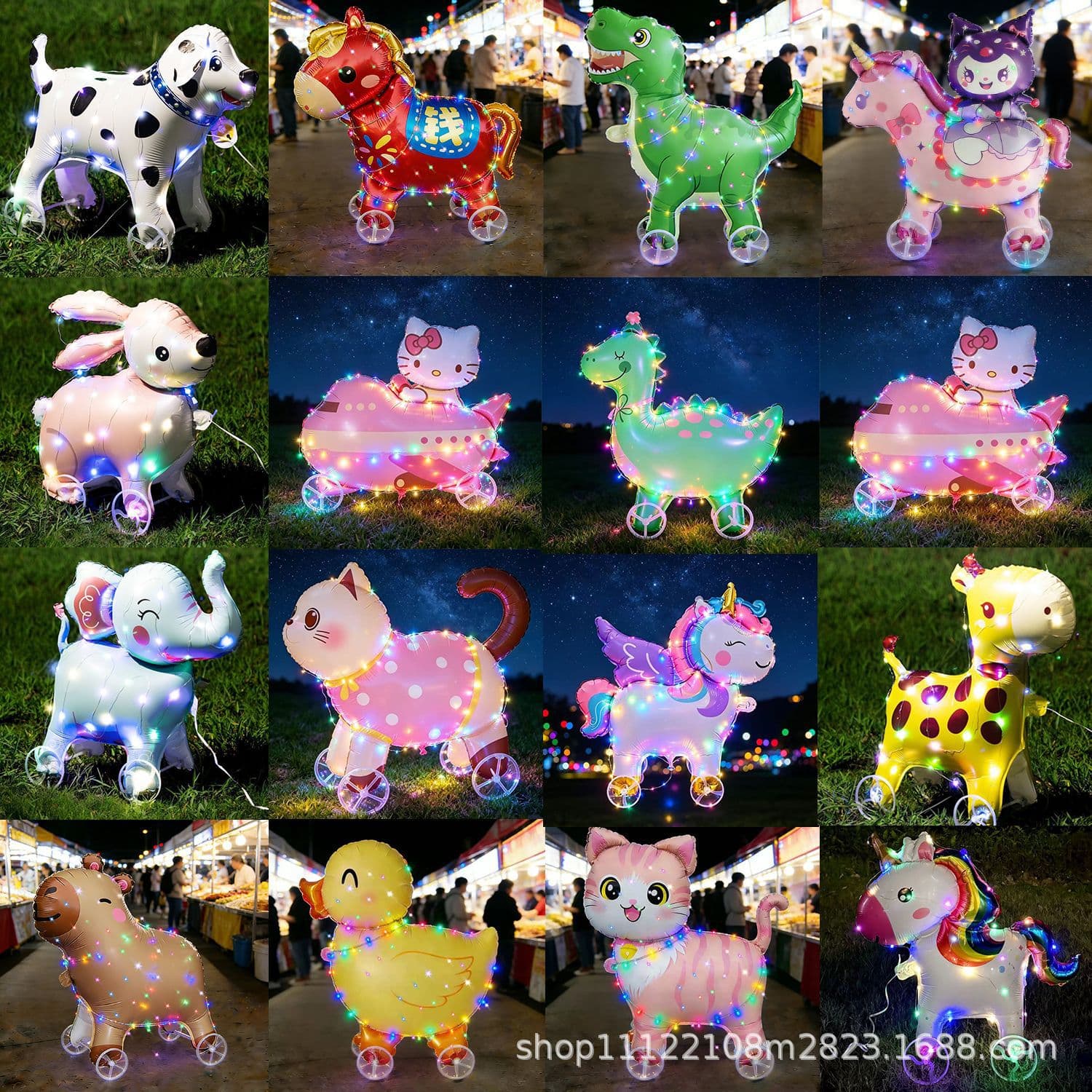Glowing Animal Walking Balloon with LED Light Kids Outdoor Toy Night Market Street Vendor Wholesale
