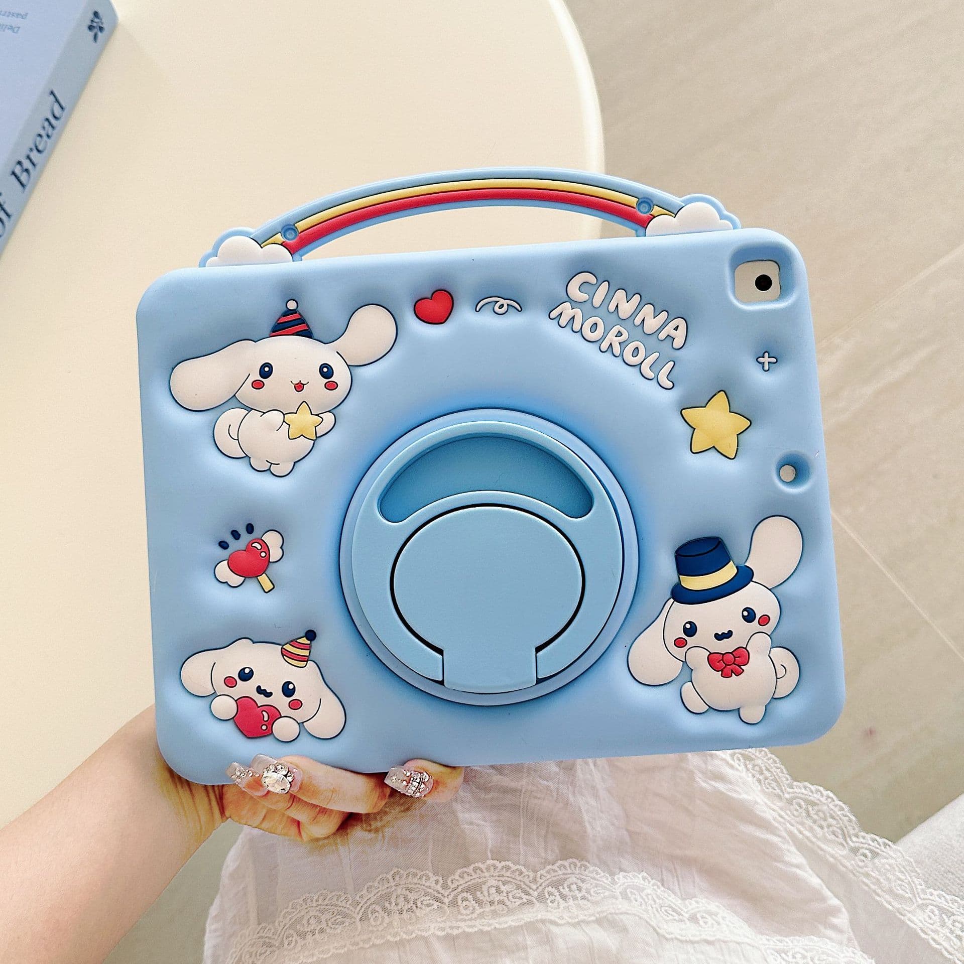 2025 new ipadpro protective case air7 protective case 10.2 inch 360 rotation 11 inch silicone cartoon suitable