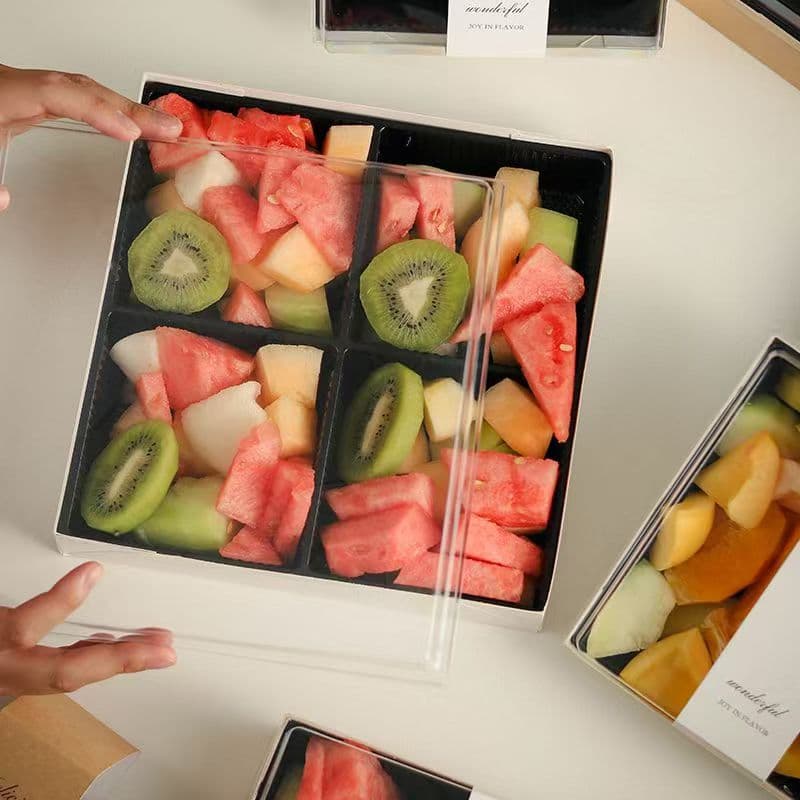 Four-square grid cake box Internet celebrity cream cake packaging box Happy four-piece baked dessert fruit 4 happy fruit cutting box