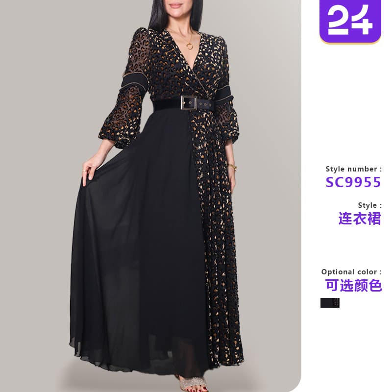 Amazon Cross-border Deep V-neck Dress 2025 European and American New Style Elegant Fashion Simple Sexy Evening Party Dress