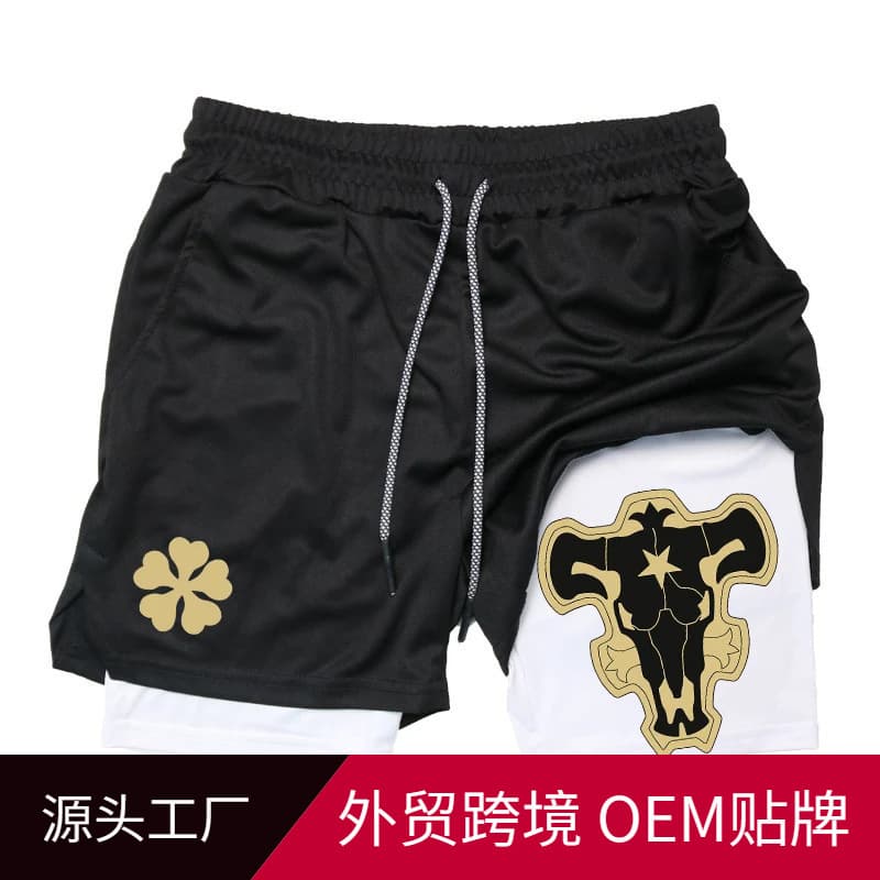Cross-Border Running Shorts Men's Gym Sports Shorts 2-in-1 Quick-Dry Sports Training Gym Shorts