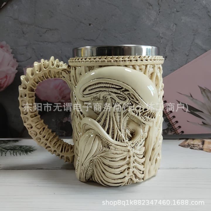 New Cross-border Xenomorph Mug Alien Mug Embossed Effect Resin Stainless Steel Water Cup Coffee Cup