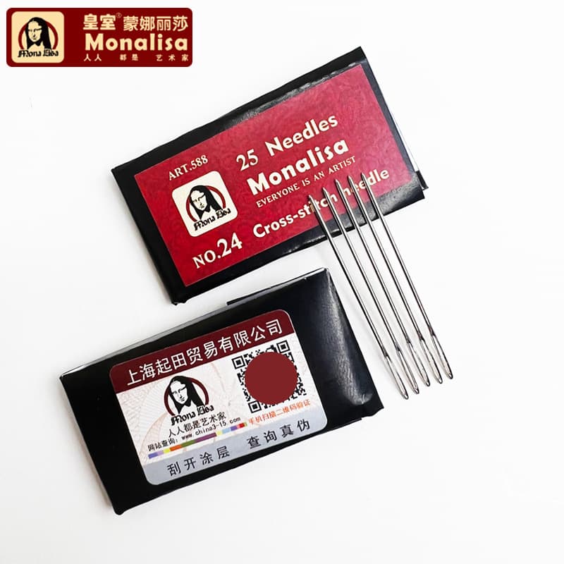 Mona Lisa Cross Stitch Needles Round Tip Blunt Needle Embroidery Needle 24/22 Size Medium Grid 3 Strands Large Grid 4