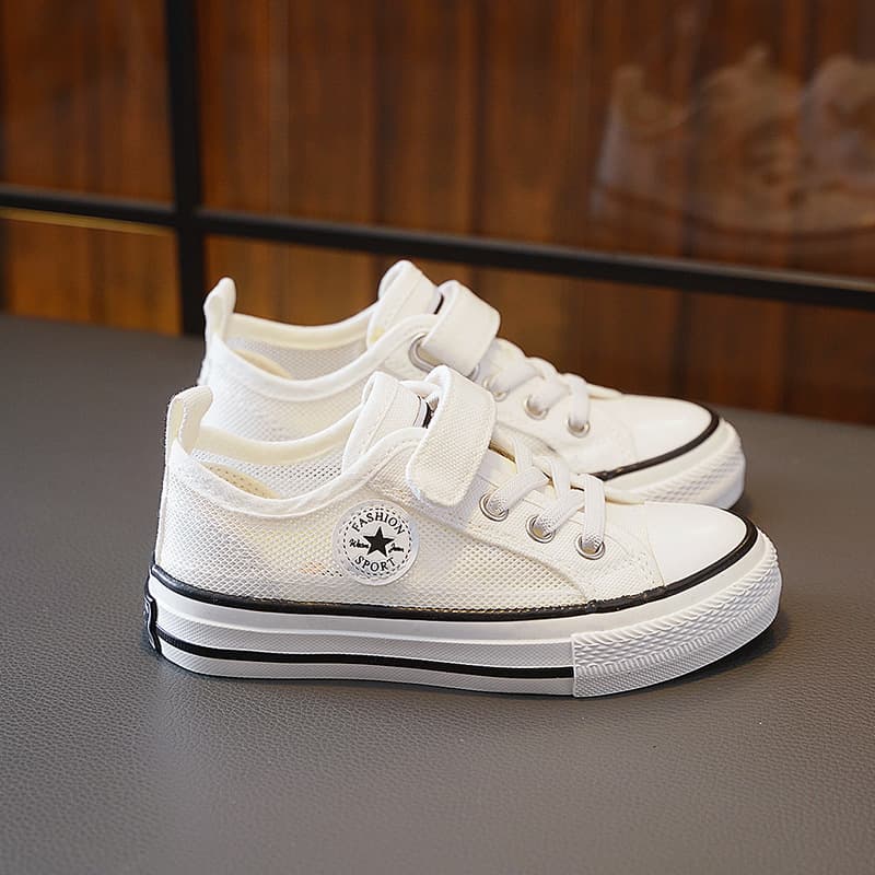Breathable Canvas Shoes for Kids, Single Mesh Boys Shoes 2025 Summer New White Sneakers for Girls Toddler Soft Sole