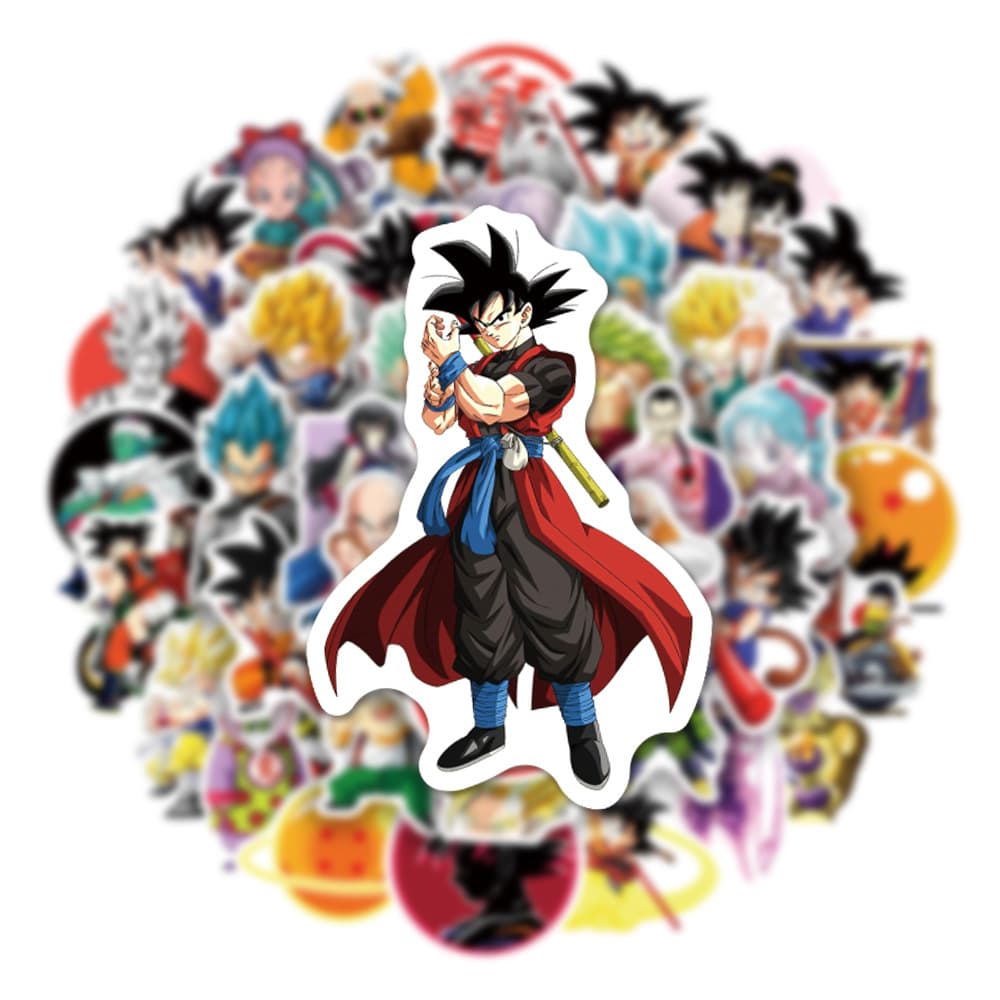 50 Pieces of Dragon Ball Stickers for Water Bottles, Computers, Luggage, Mobile Phones, Anime Stickers, Son Goku, Dragon Ball