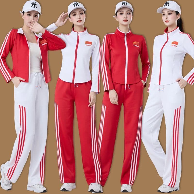 New Square Dance Outfit Set Women Long Sleeve Sports Fitness Top Team Dance Wear Performance Costume