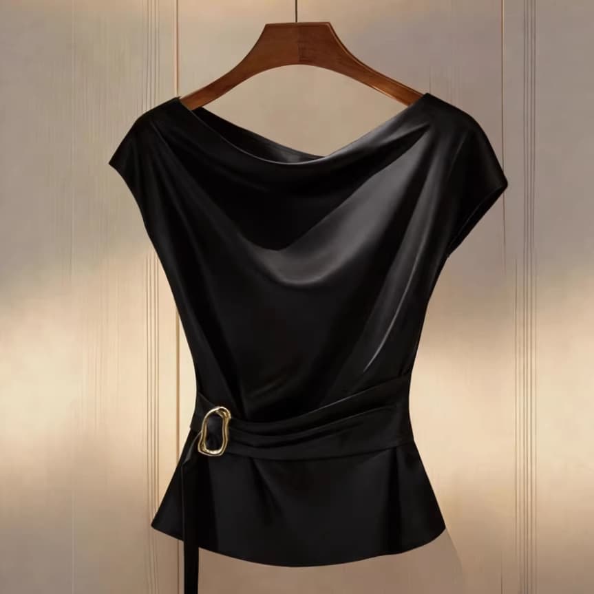 2026 Amazon Cross-border Satin Elegant Top French Waist-Slimming Vest