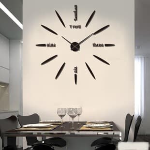 Creative Acrylic 3D Decorative Wall Sticker DIY Wall Clock Bedroom Living Room Mirror Silent Clock Large Size