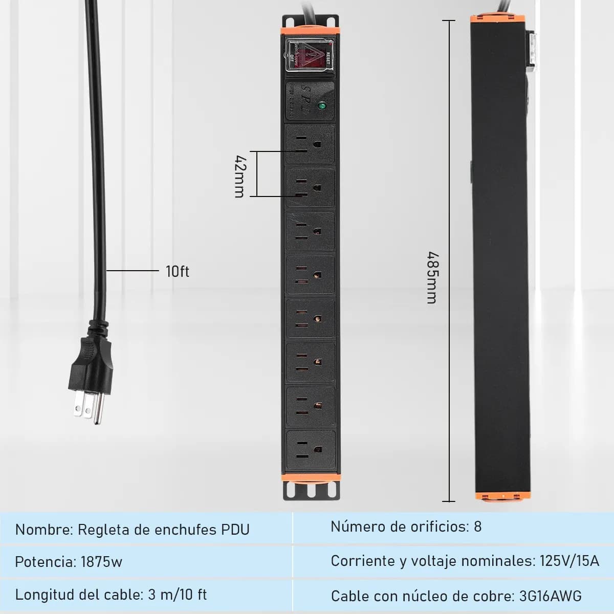 Cross-border Exclusive: US Standard Socket with Surge and Overload Protection, Export PDU, Aluminum Alloy Shell, High Power