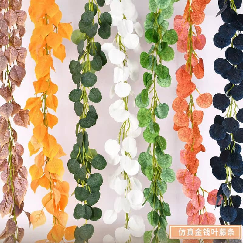 Amazon export eucalyptus rattan artificial green plants wedding home vine plant background wall decoration wholesale