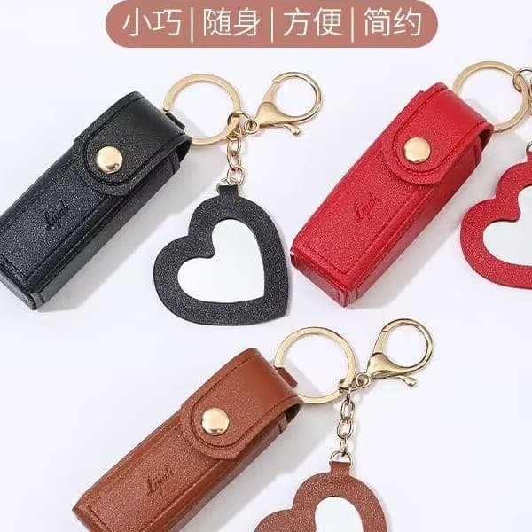 Amazon's new women's PU mini lipstick case, portable, compact, cute with clasp and mirror.