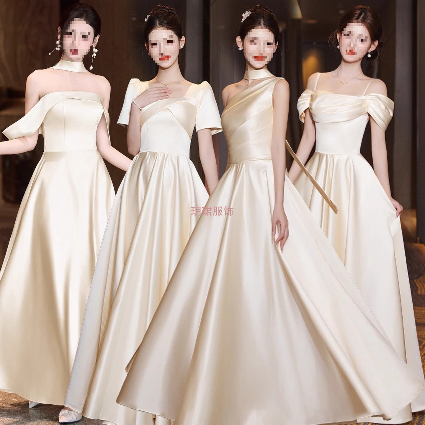 Champagne Bridesmaid Dress 2026 New Style Wedding Elegant High-End Unique Sister Group Dress Performance Host Dress