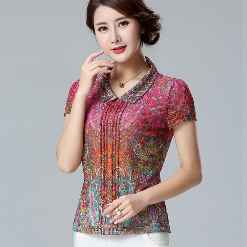 Zhu Yu Sheng Middle-aged and Elderly Women's Spring New Long Sleeve Blouse Plus Size 2024 Spring Mother's Wear