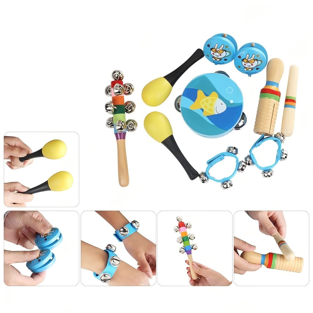 Orff musical instrument set kindergarten children's performance music percussion instrument set 10-piece kindergarten teaching aids