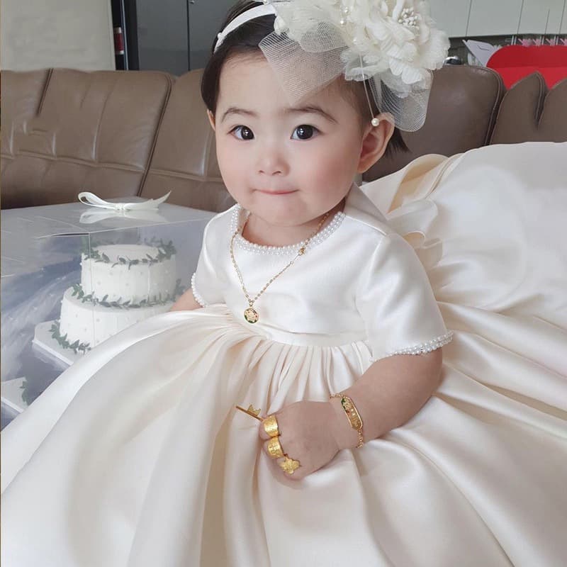 Girls Princess Dress Children's Fashionable Light Luxury Baby Girl's 1-Year-Old Birthday Dress Tutu Skirt