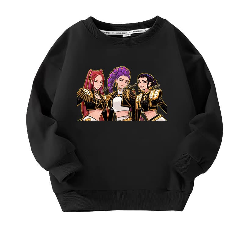 Kpop Witch Hunter Group Cartoon Round Neck Sweatshirt for Kids and Adults Long Sleeve Thickened Top Family Matching